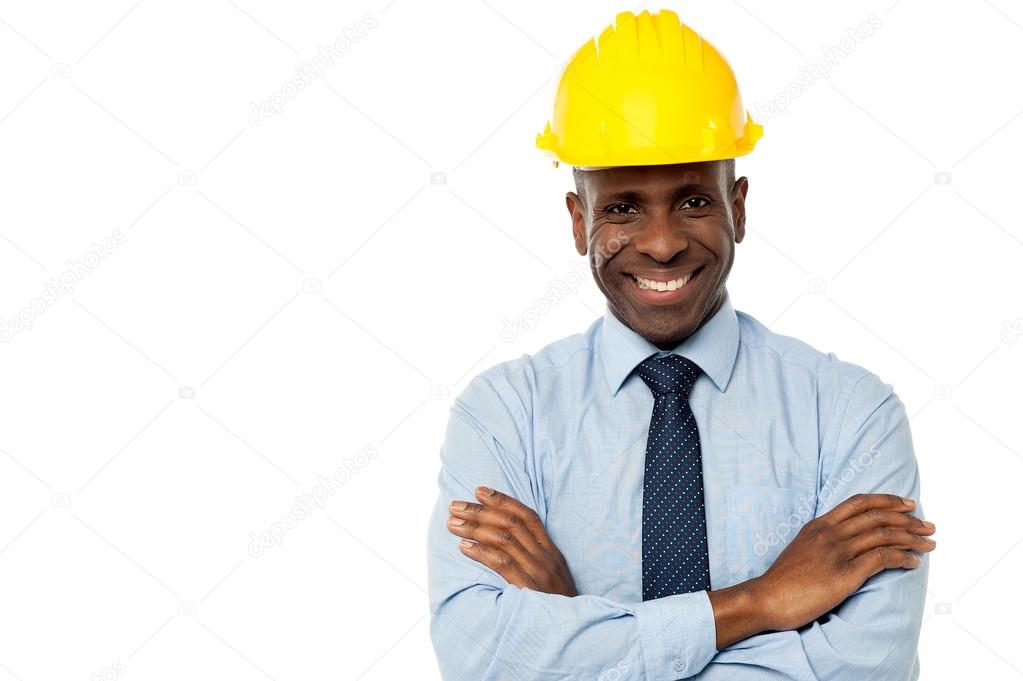 Construction engineer in hard hat