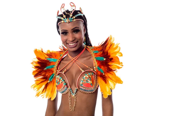 Krásné karnevalové žena tanečnice — Stock fotografie