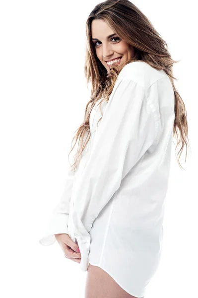 Young woman in white shirt — Stock Photo, Image