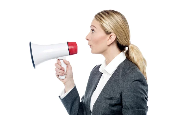 Female executive make advertising — Stock Photo, Image