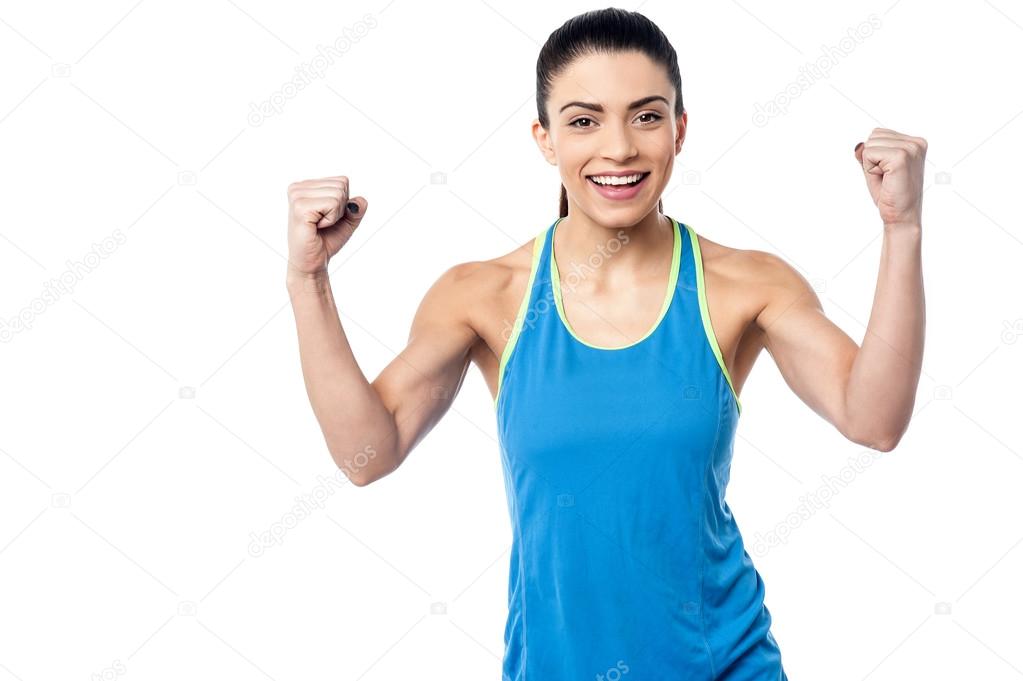 Woman celebrating her success