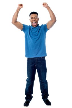 Young man clenching his fists clipart