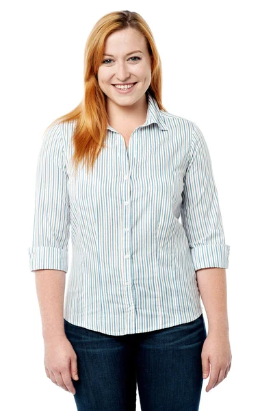 Woman posing over white — Stock Photo, Image