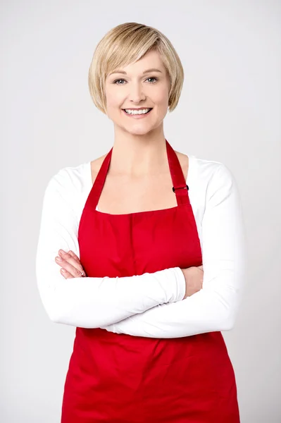 Chef woman with arms crossed — Stock Photo, Image