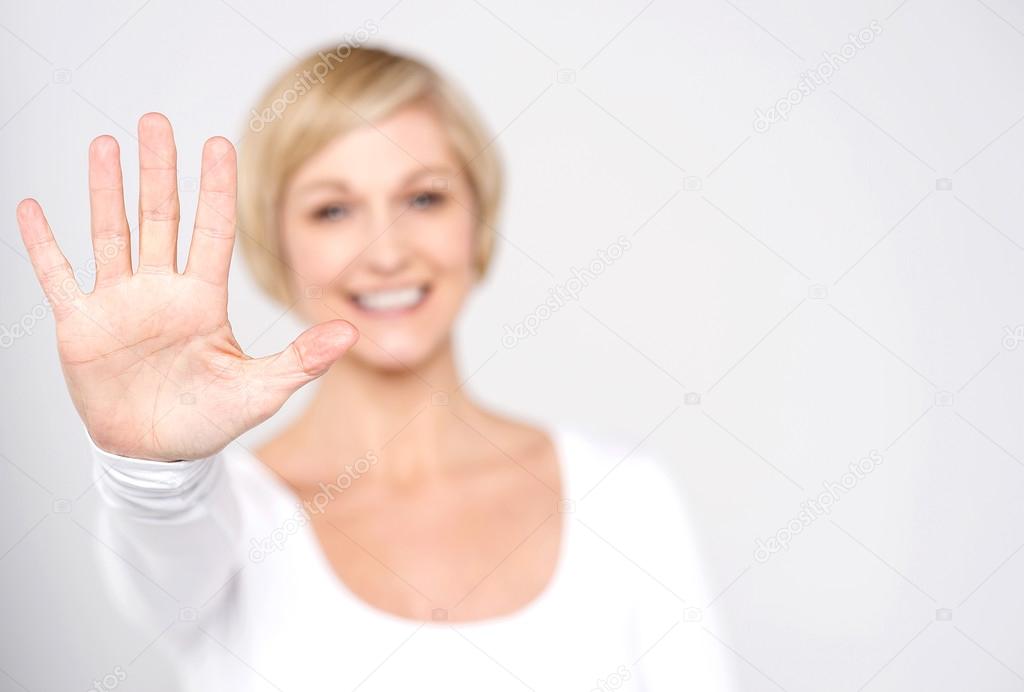 Woman making high five