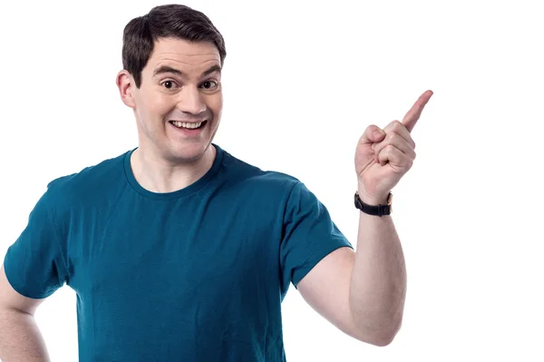 Man pointing at copy space — Stock Photo, Image