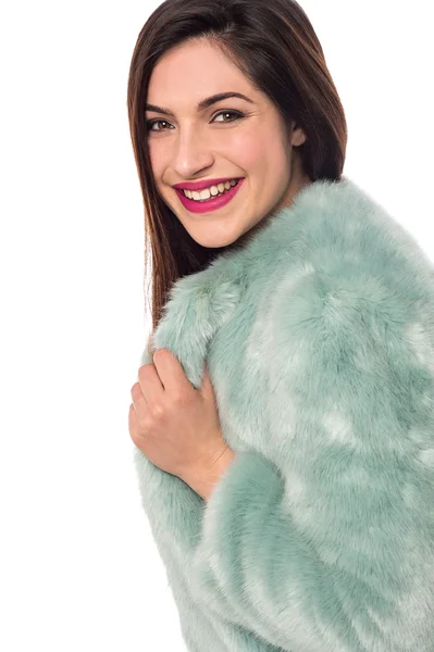 Woman in a luxurious fur coat — Stock Photo, Image