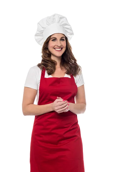 Femme chef avec les mains jointes — Photo