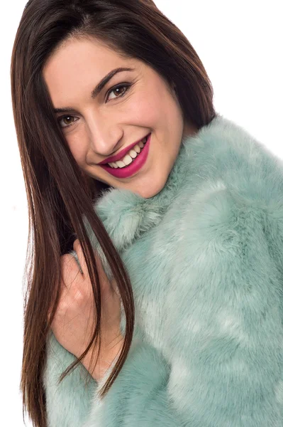 Woman with luxurious fur coat — Stock Photo, Image