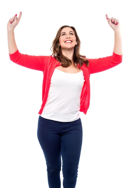 Woman with her arms raised — Stock Photo, Image