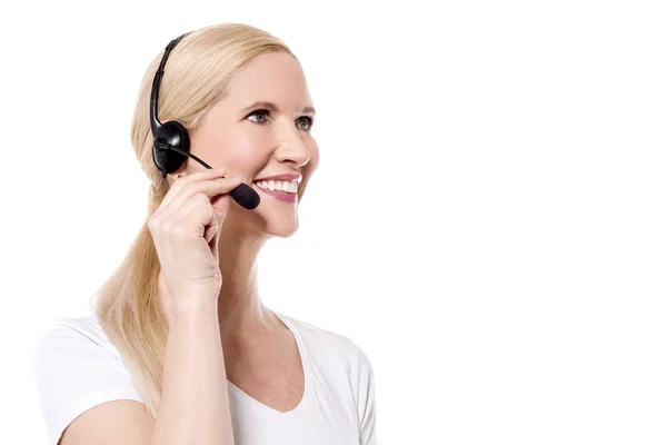 Female customer support executive with headset — Stock Photo, Image