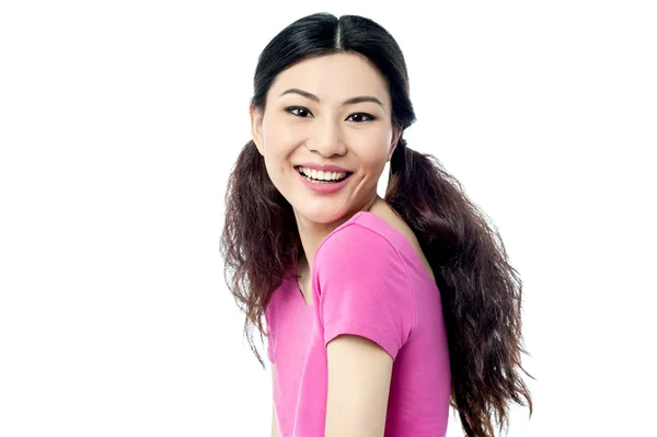 Cheerful girl looking at camera — Stock Photo, Image