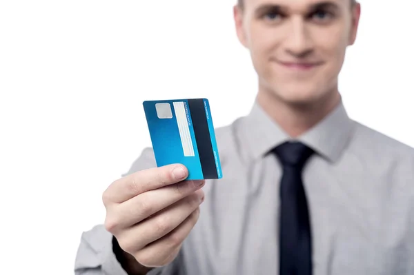 Male executive showing credit card — Stock Photo, Image