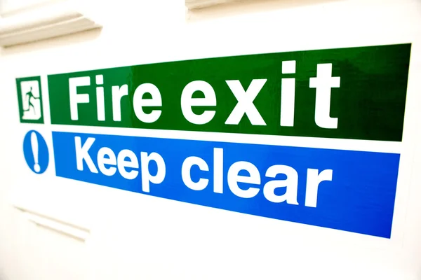 Fire exit keep clear sign — Stock Photo, Image