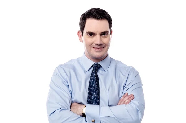 Handsome male executive arms crossed — Stock Photo, Image