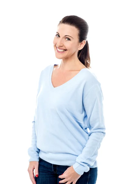 Fashionable middle aged woman smiling — Stock Photo, Image