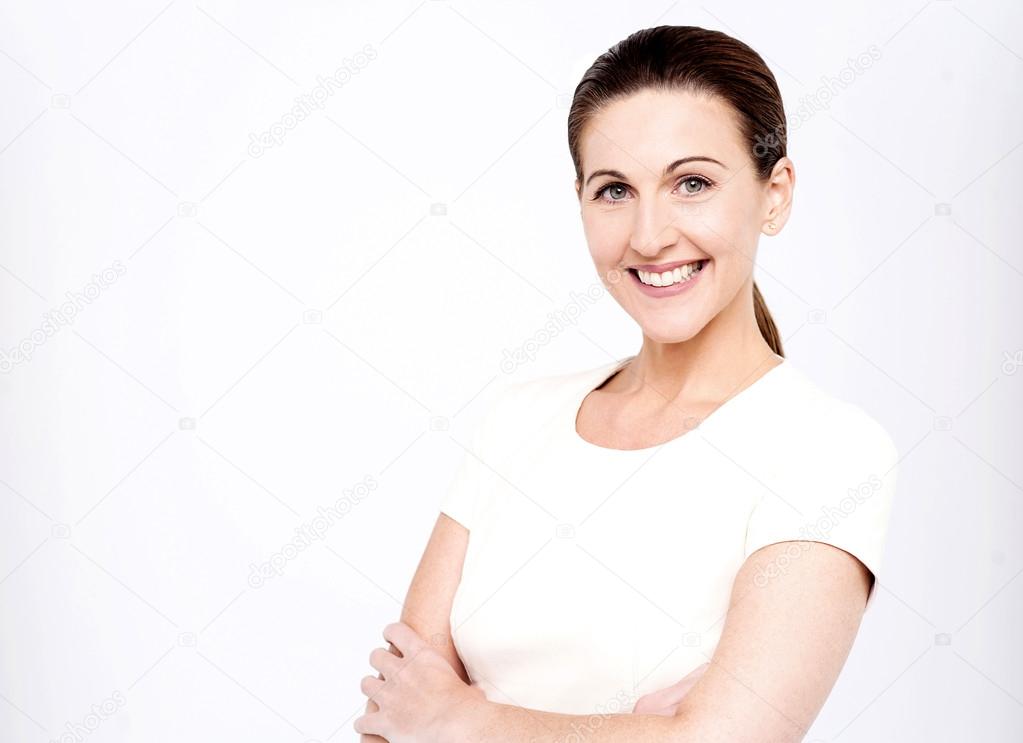 woman posing with folded arms