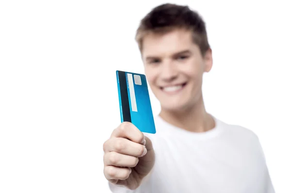 Male showing his credit card — Stock Photo, Image