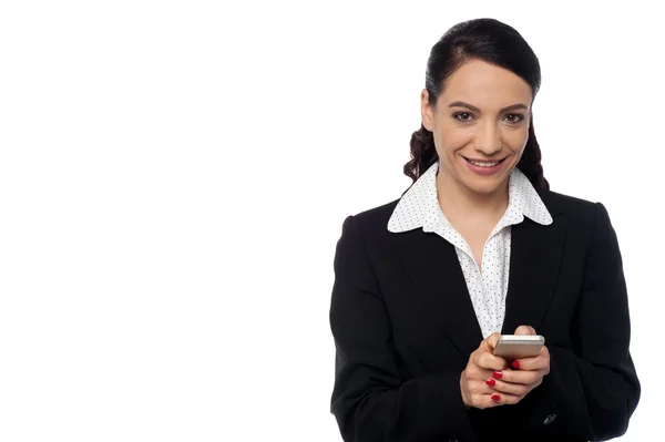 Mujer de negocios con teléfono — Foto de Stock