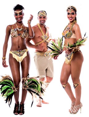 Beyaz arka plan üzerinde izole dansçılar