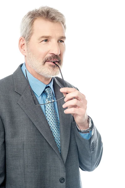 Businessman thinking with glasses — Stock Photo, Image