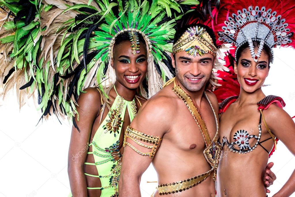 Samba dancers in a carnival costumes