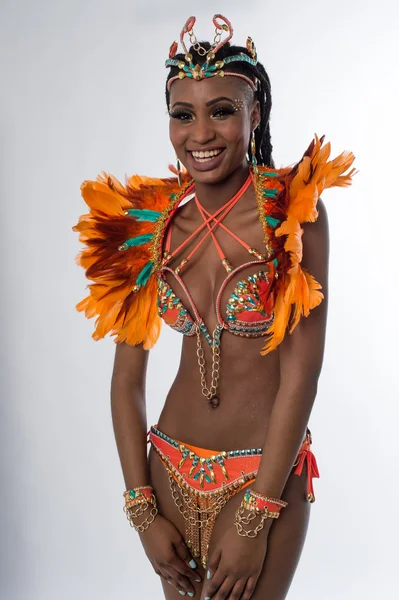 Vrouwelijke samba danser in Carnaval kleding — Stockfoto