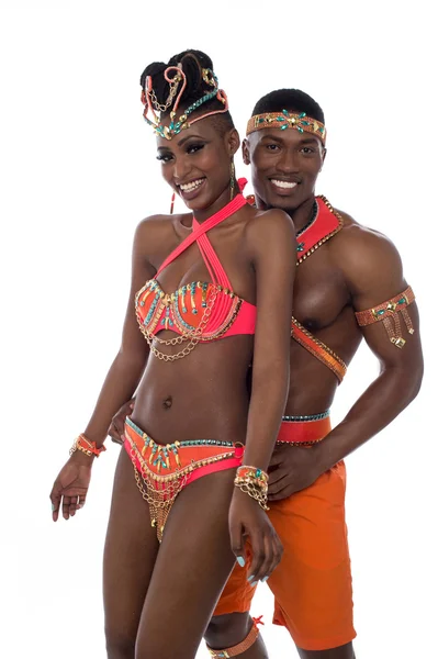 Bailarines de samba en trajes de carnaval —  Fotos de Stock