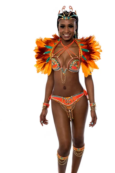 Bailarina de samba femenina disfrazada de carnaval — Foto de Stock