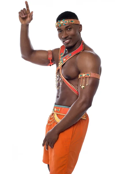 Danseur de samba masculin en costume de carnaval — Photo