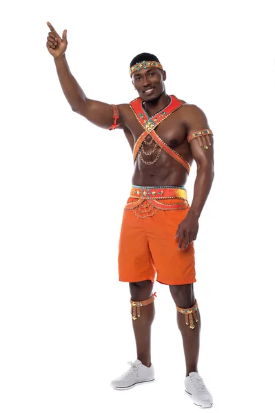 Danseur de samba masculin en costume de carnaval — Photo