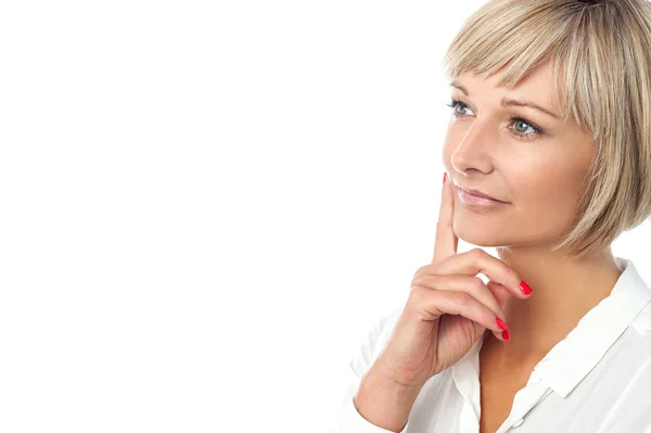 Pretty lady thinking about something — Stock Photo, Image