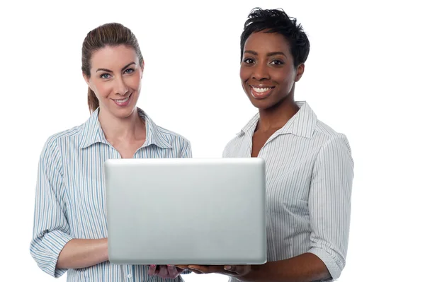 Vrouwelijke ondernemers die op laptop werkt — Stockfoto