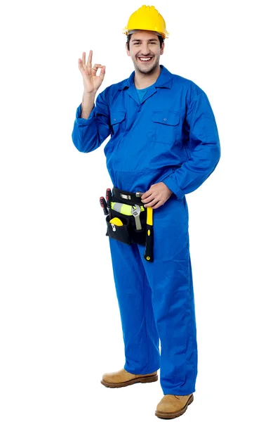 Engineer showing perfect sign — Stock Photo, Image