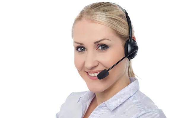 Beautiful young call centre employee — Stock Photo, Image