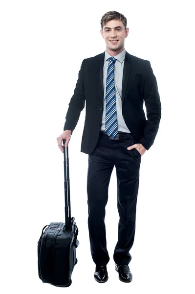 Beau homme d'affaires avec ses bagages — Photo