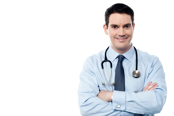 Dokter met stethoscoop om zijn nek — Stockfoto