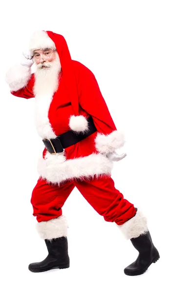 Hombre mayor en Santa Claus bailando —  Fotos de Stock