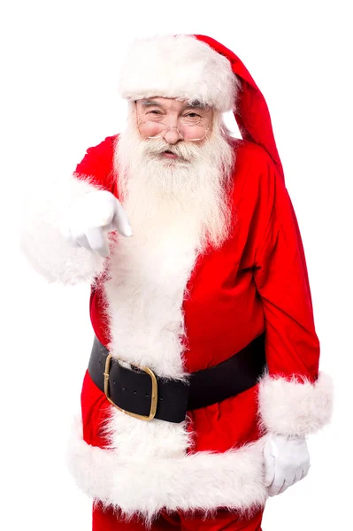 Santa Claus pekar på kameran — Stockfoto