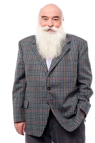 Hombre maduro con traje y sombrero de paja —  Fotos de Stock