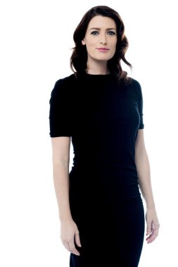 siyah elbiseli şık güzel Bayan