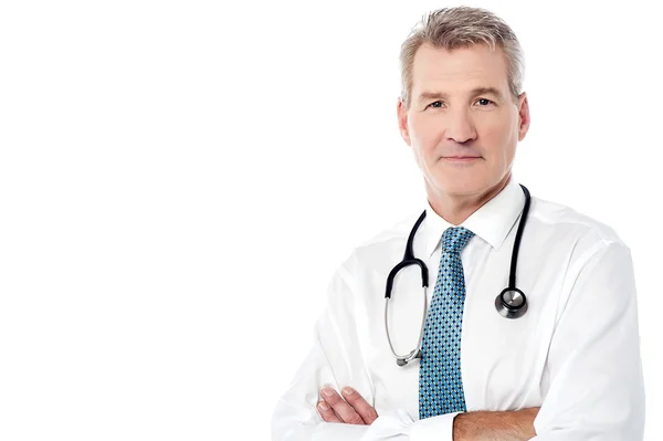 Senior physician with stethoscope — Stock Photo, Image