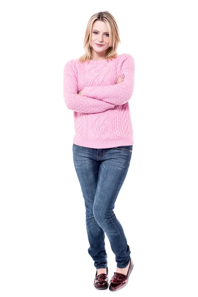 Woman with folded arms — Stock Photo, Image