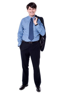 işadamı holding ceket omzunun üzerinden