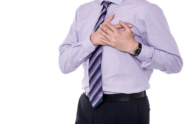 Företagsledare har en bröstsmärta — Stockfoto