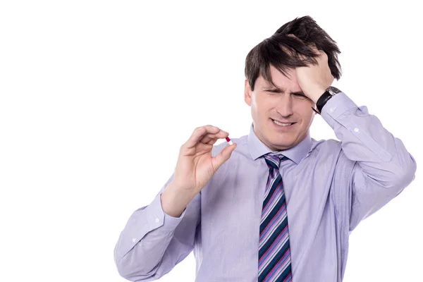 Tired executive having bad headache — Stock Photo, Image