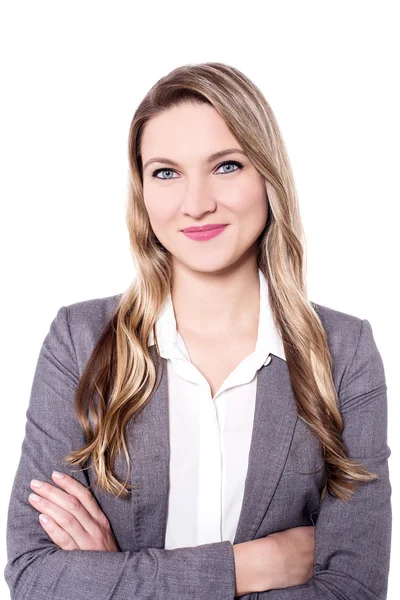 Woman posing with folded arms — Stock Photo, Image
