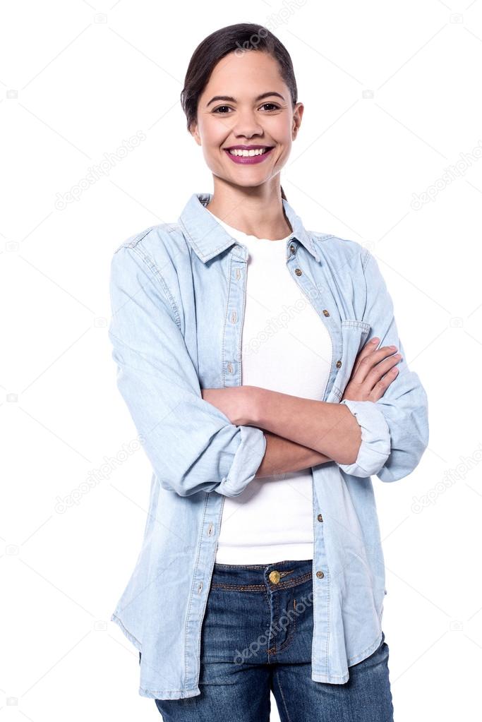 Confident woman with arms crossed