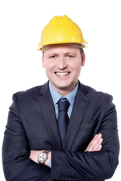 Leende arkitekt bär en hardhat — Stockfoto