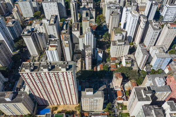 Aerial view of Sao Paulo, Brazil. District Cerqueira Cesar.